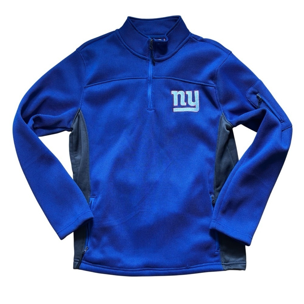 New York Giants Quarter Zip Pullover Mens Size Medium NFL Team Apparel Blue Gray
